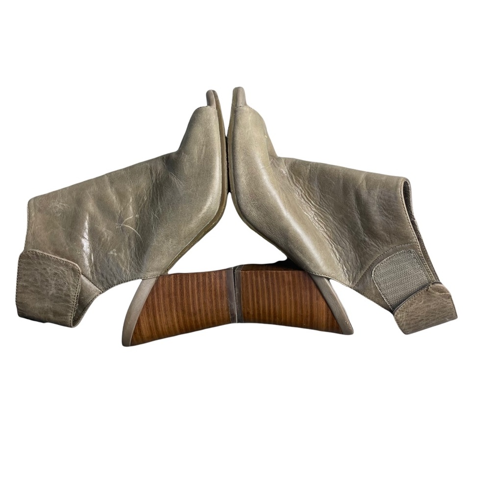 RUDSAK Women's Taupe Gray Leather Open-toe Ankle Block Heels Booties Size 38 - Picture 8 of 13